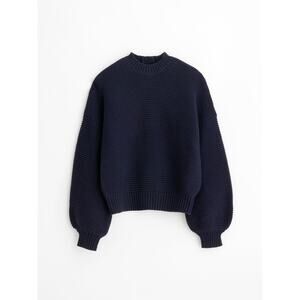 Alex Mill Navy Chunky Knit Balloon Sleeve Sweater